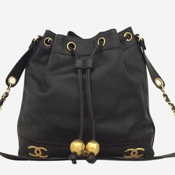 CHANEL Handbags - Authentic Chanel Vintage Caviar Bucket Bag Triple CC w 24k Gold-Plated Hardware